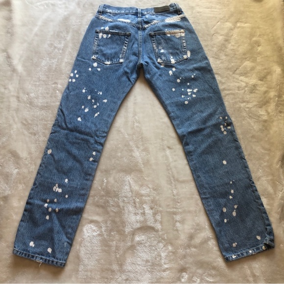 Carmar Distressed Patchwork Bleached Wide Leg Denim Jeans Size 24 - Picture 10 of 14